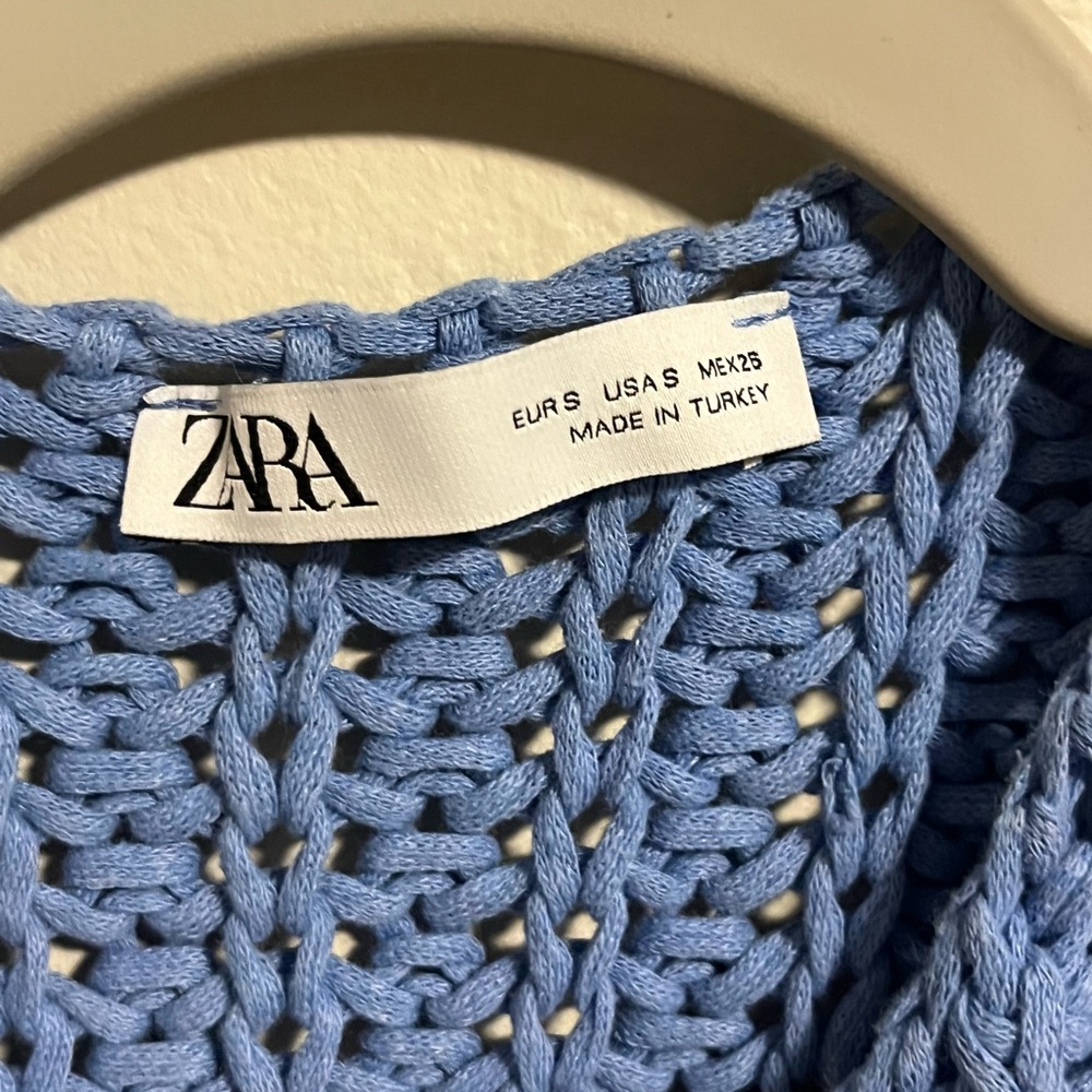 Zara Blue Knit Sweater Vest with Gold Buttons - Picture 2 of 5